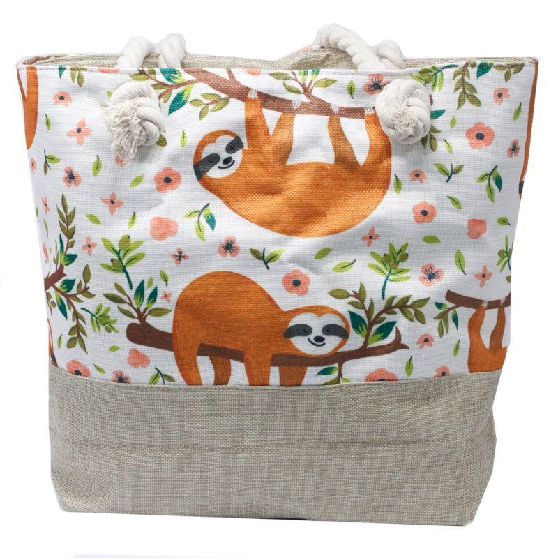 Bolso shopper con asas largas, cierre de cremallera y diseño boho elegante con osos perezosos con estilo agradale
