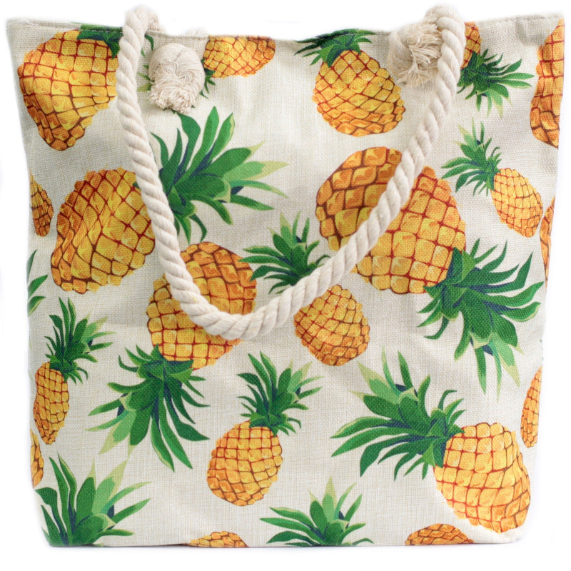 Bolso shopper con asas largas, cierre de cremallera y diseño boho elegante de piñas