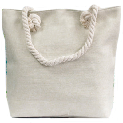 Bolso shopper con asas largas, cierre de cremallera y diseño boho elegante donde se ve la parte trasera de color liso