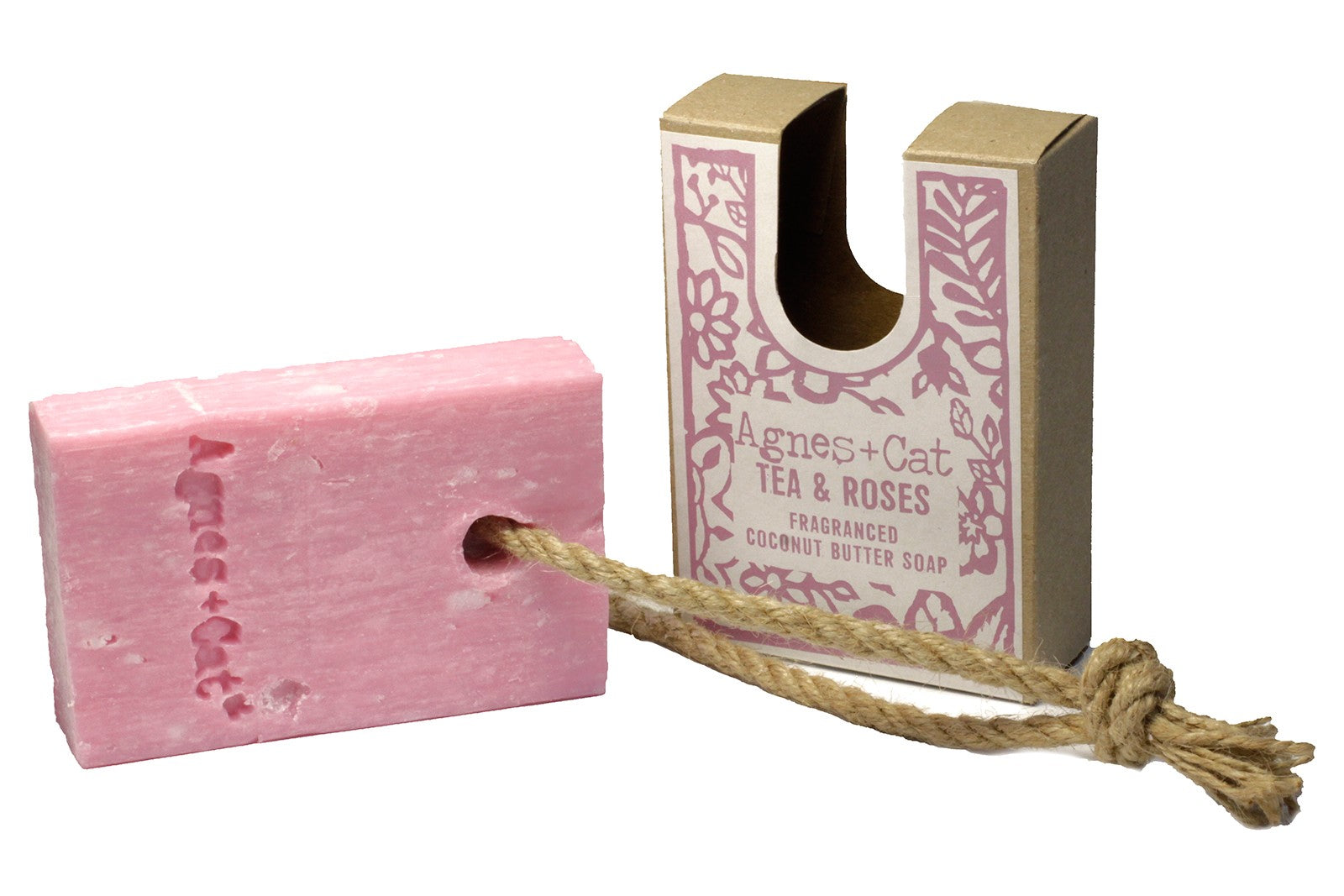 Jabón natural de manteca de coco con fragancia de té y rosa
