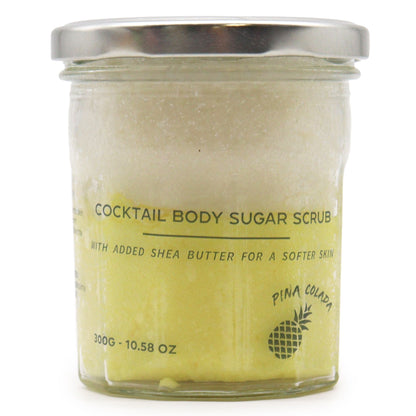 Exfoliante natural con azúcar para eliminar impurezas y revitalizar la piel, con aroma de piña colada